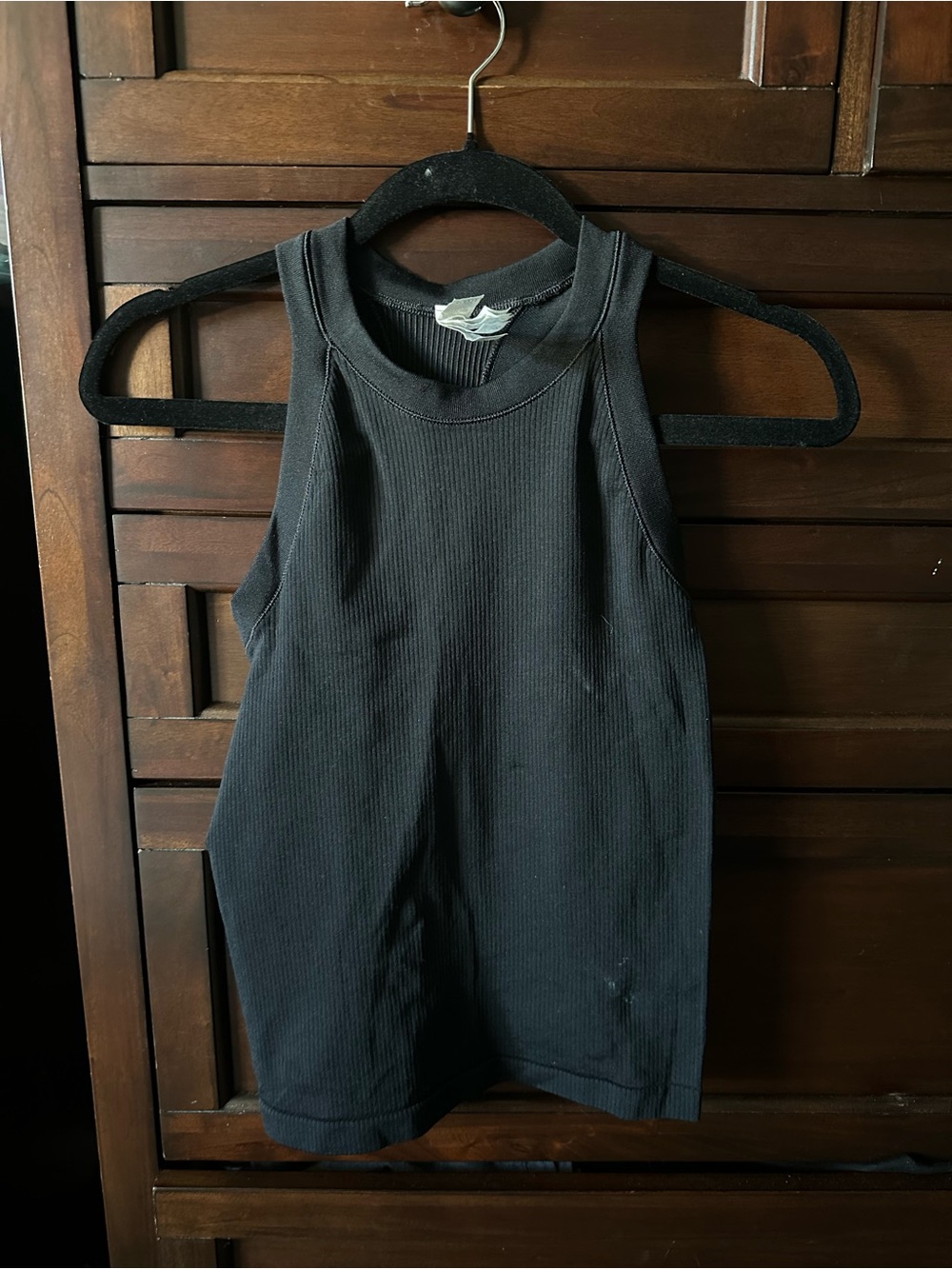 Athleta Black Ribbed Crewneck Tank